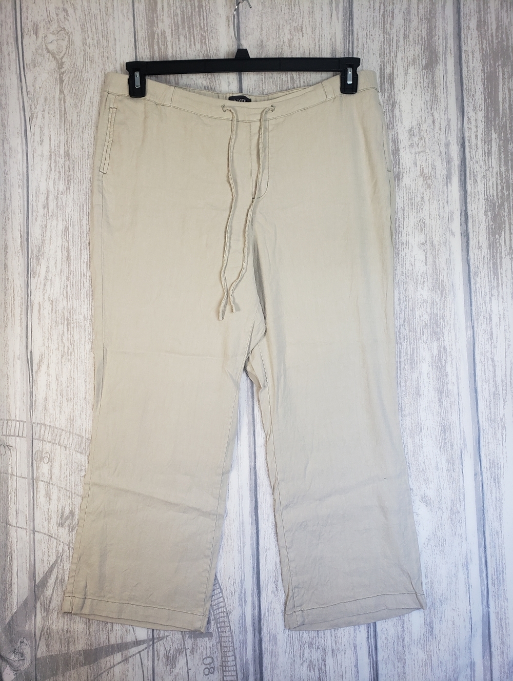 NYDJ Linen Blend Cropped Drawstring Pants With Lift Tuck Technology Sz 16